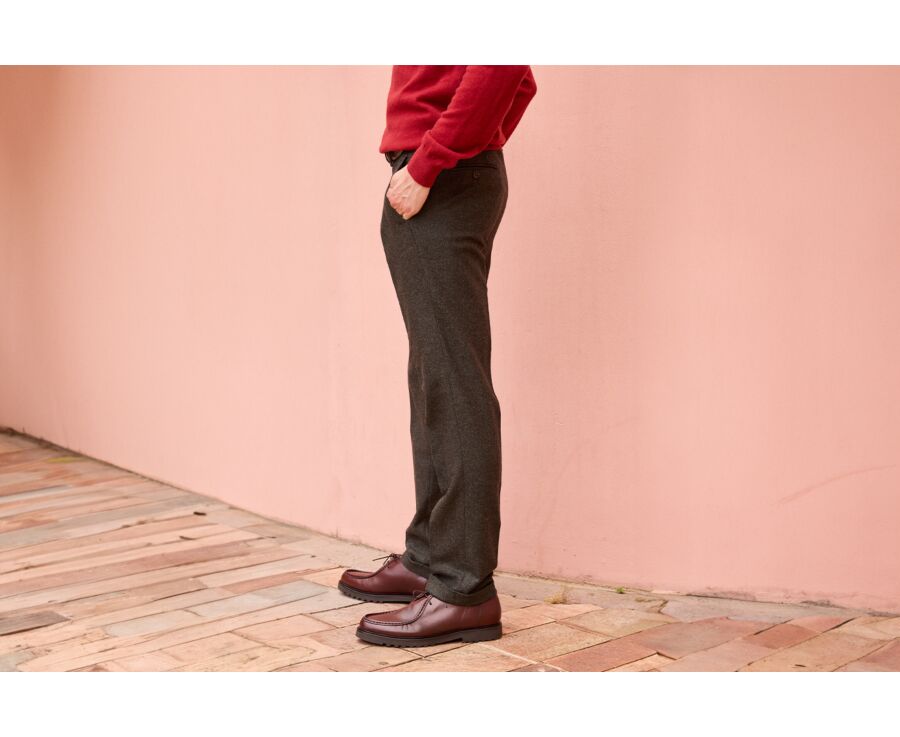 Dark Khaki Chevron Men's dress trousers - LELIAN