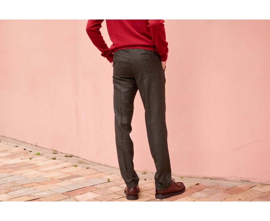 Dark Khaki Chevron Men's dress trousers - LELIAN