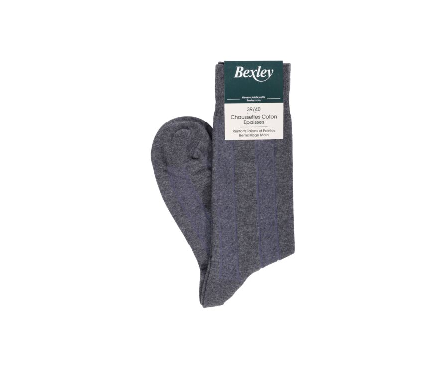 Men's Anthracite Grey Thick Cotton Socks with herringbone style