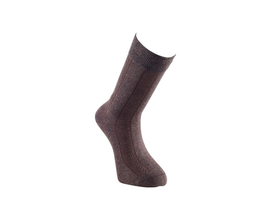 Men's Chocolate melange Thick Cotton Socks with herringbone style
