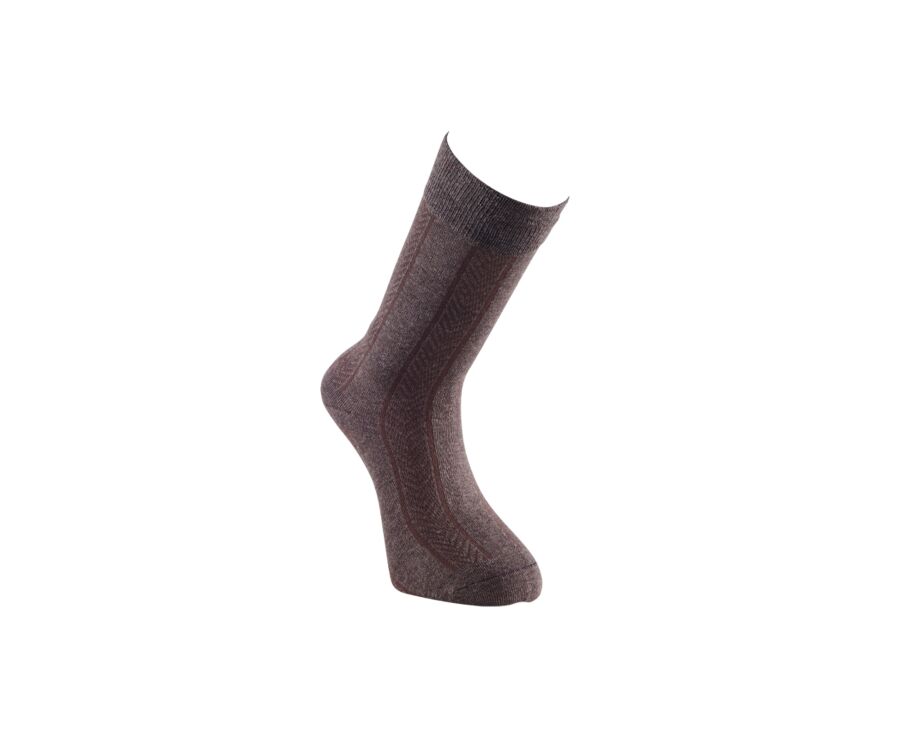 Men's Chocolate melange Thick Cotton Socks with herringbone style