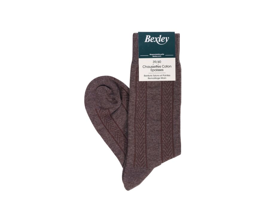 Men's Chocolate melange Thick Cotton Socks with herringbone style