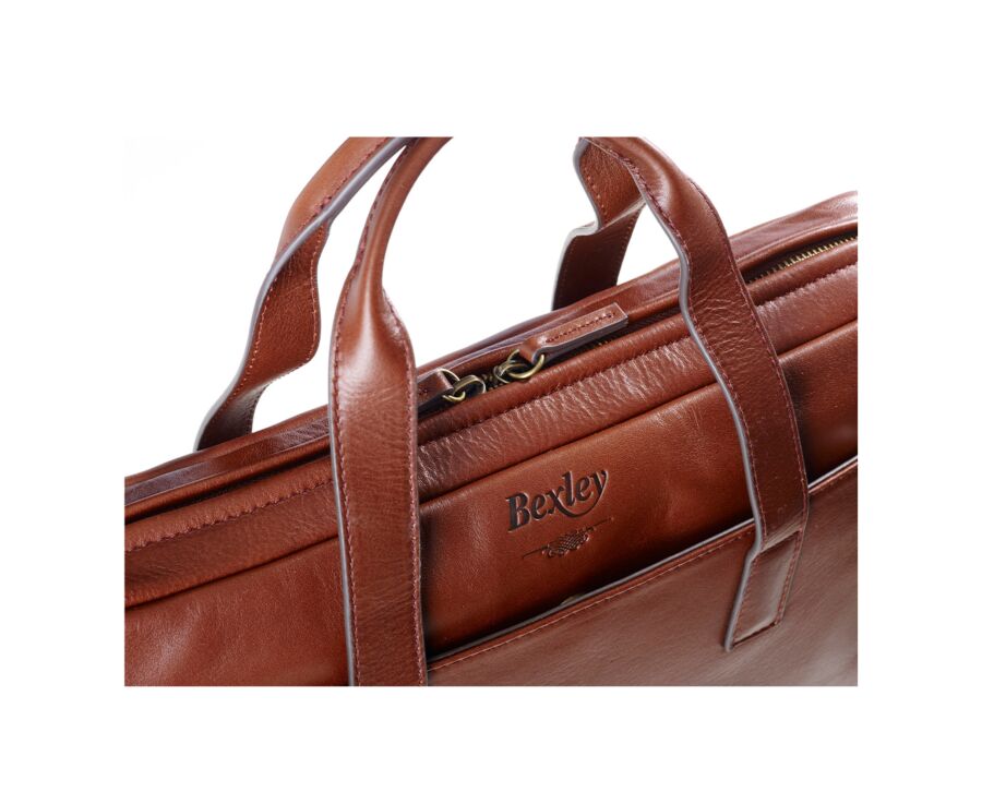 Cognac Men's leather satchel - HARWINTON