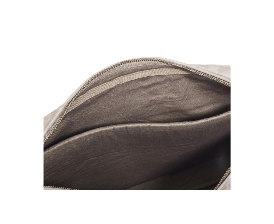 Taupe velvet Men's leather satchel - HARWINTON