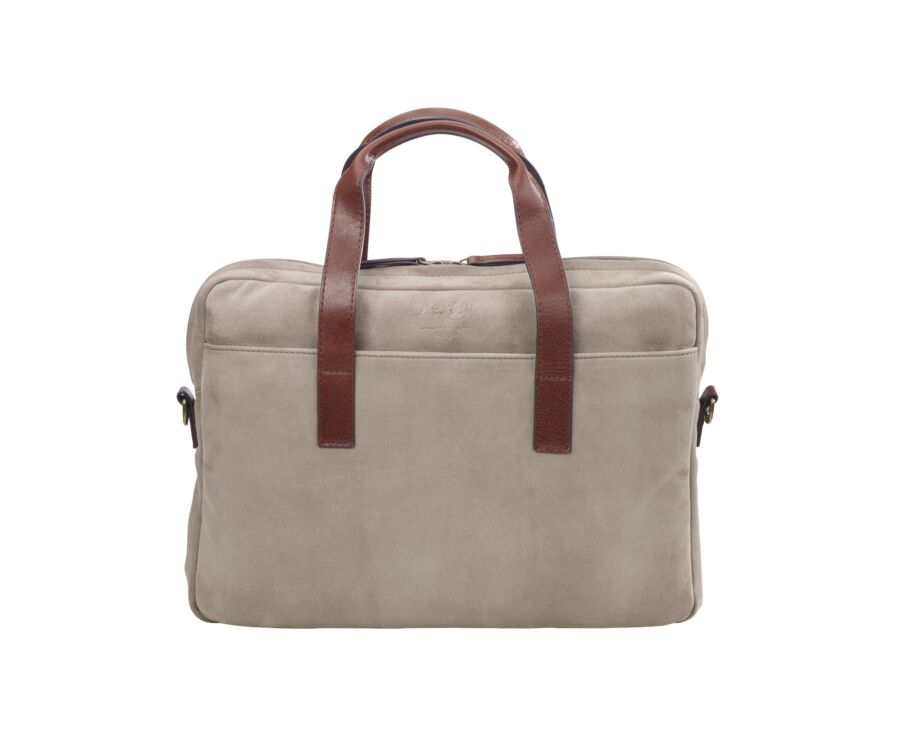 Taupe velvet Men's leather satchel - HARWINTON