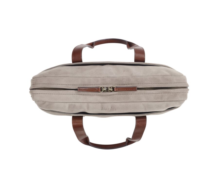 Taupe velvet Men's leather satchel - HARWINTON