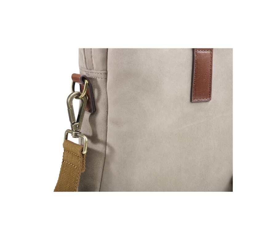 Taupe velvet Men's leather satchel - HARWINTON