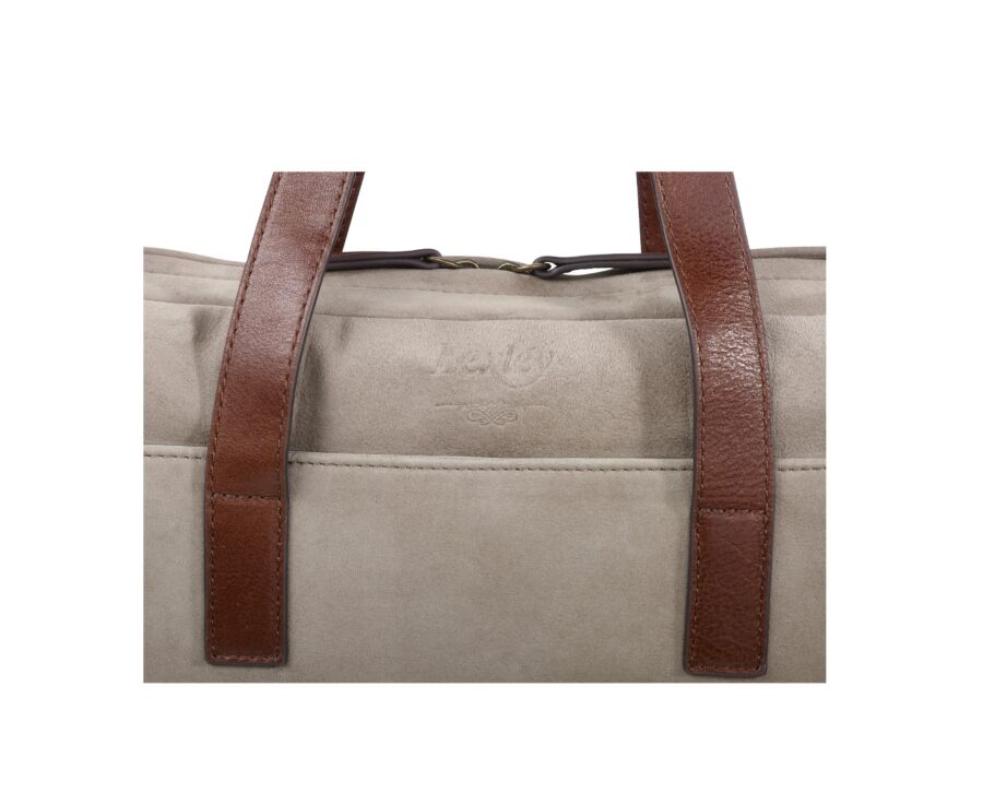 Taupe velvet Men's leather satchel - HARWINTON