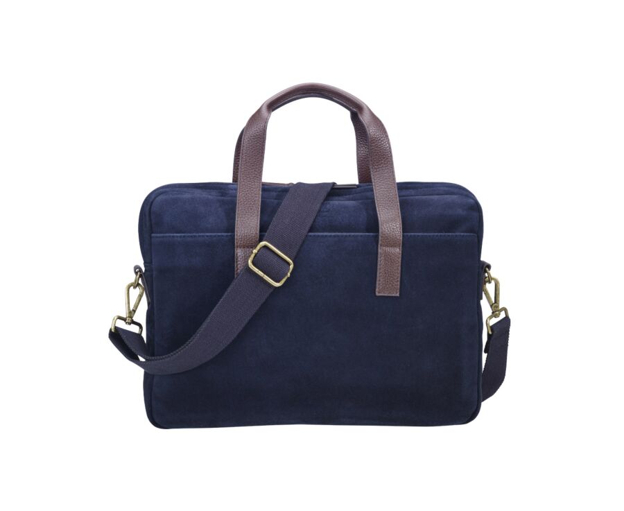Navy velvet Men's leather satchel - HARWINTON