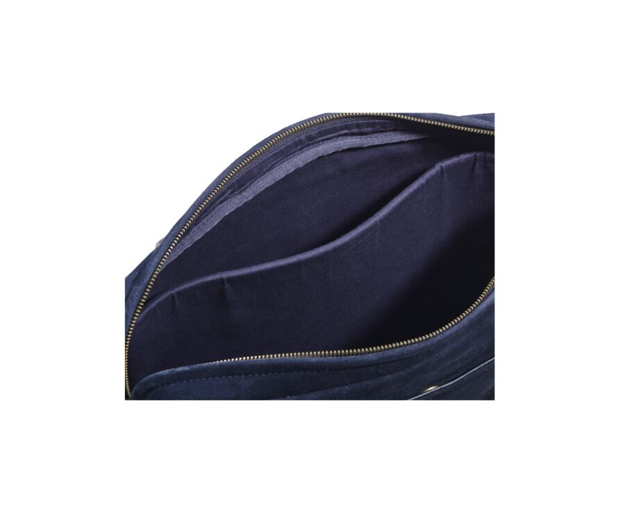 Navy velvet Men's leather satchel - HARWINTON