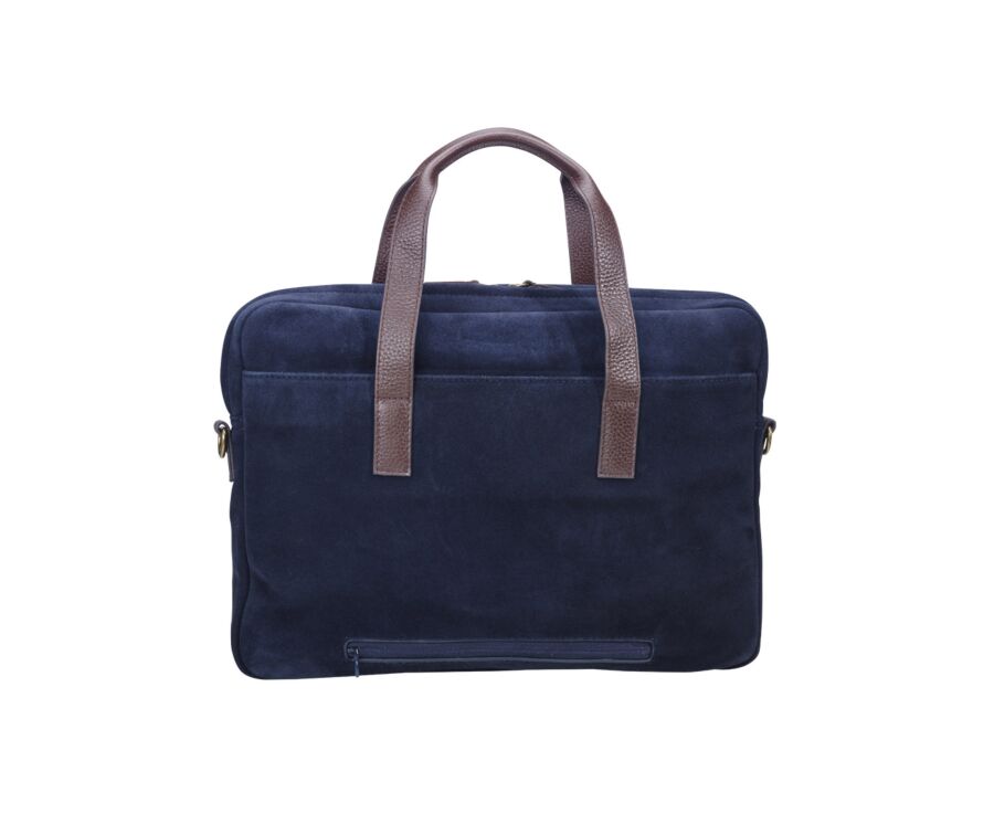 Navy velvet Men's leather satchel - HARWINTON