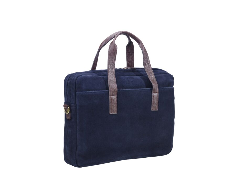 Navy velvet Men's leather satchel - HARWINTON
