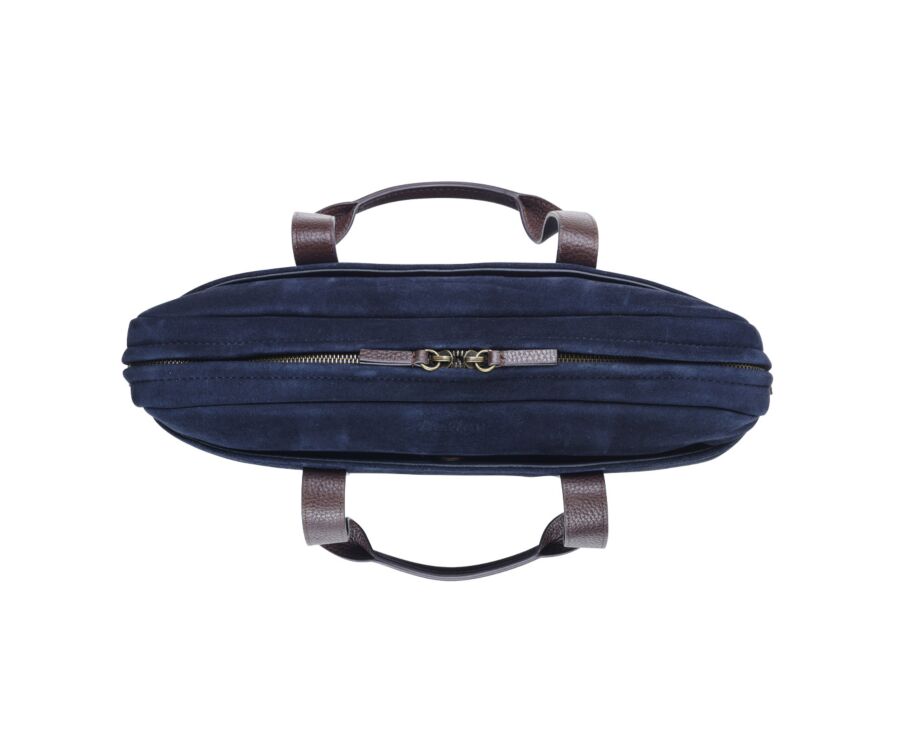 Navy velvet Men's leather satchel - HARWINTON