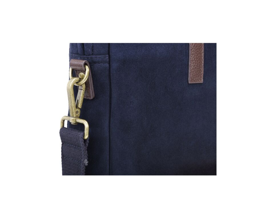 Navy velvet Men's leather satchel - HARWINTON