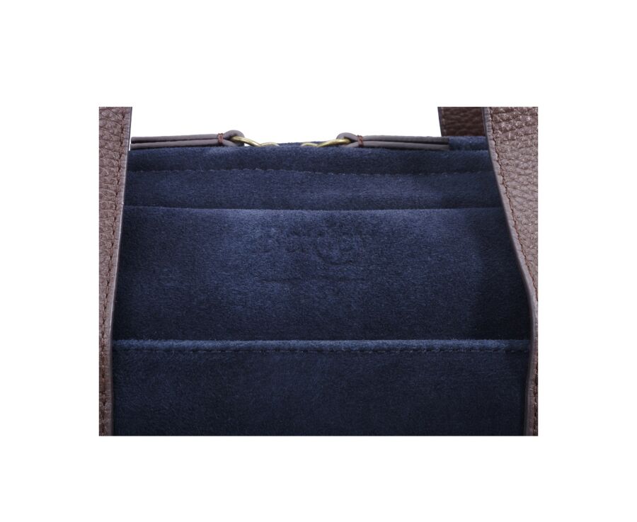 Navy velvet Men's leather satchel - HARWINTON