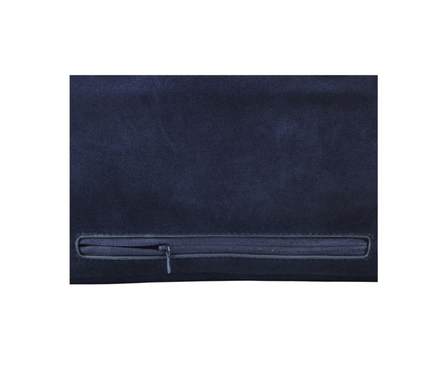 Navy velvet Men's leather satchel - HARWINTON