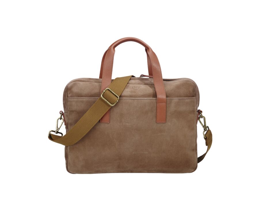 Tobacco velvet Men's leather satchel - HARWINTON