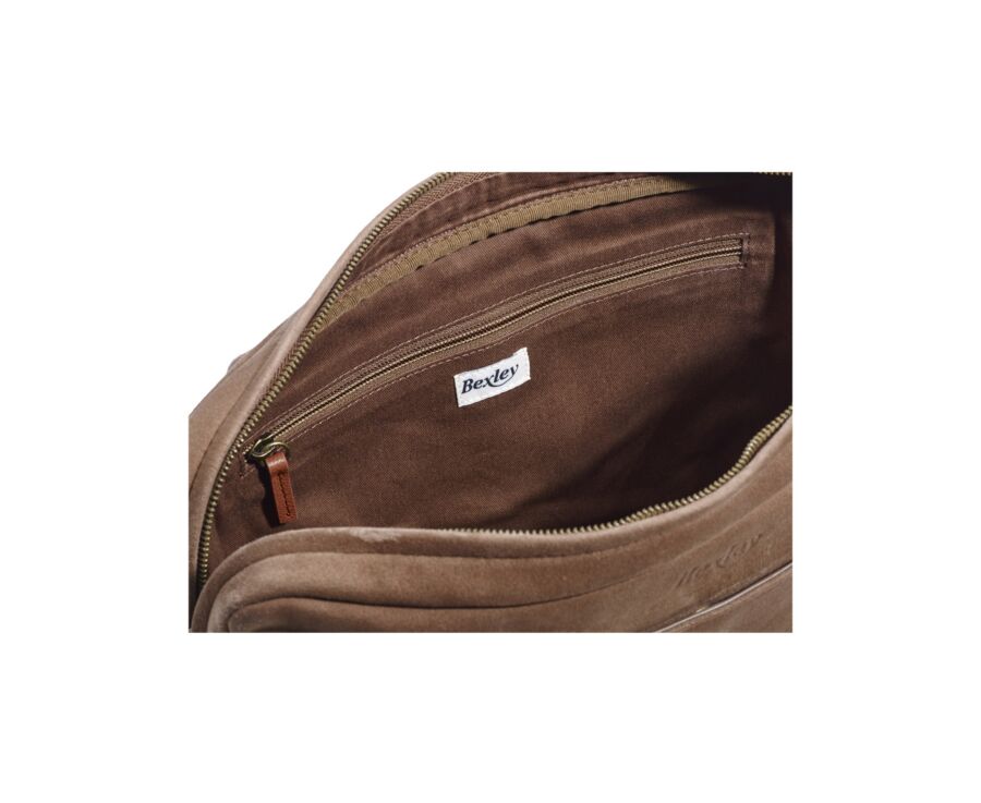 Tobacco velvet Men's leather satchel - HARWINTON
