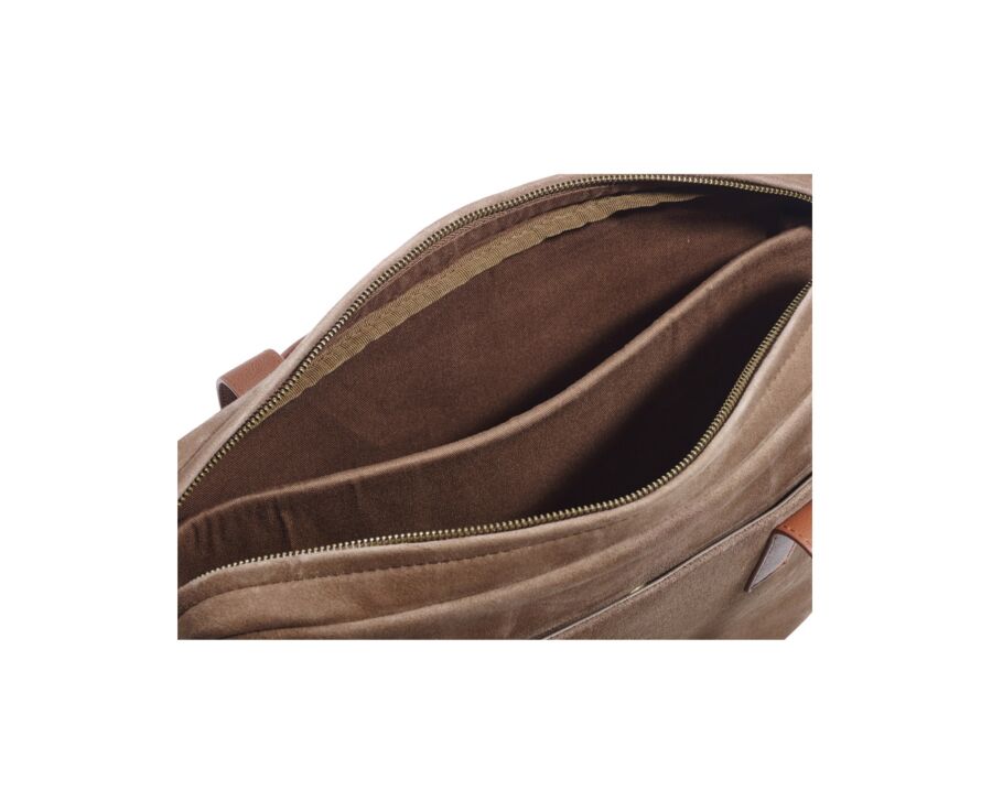 Tobacco velvet Men's leather satchel - HARWINTON
