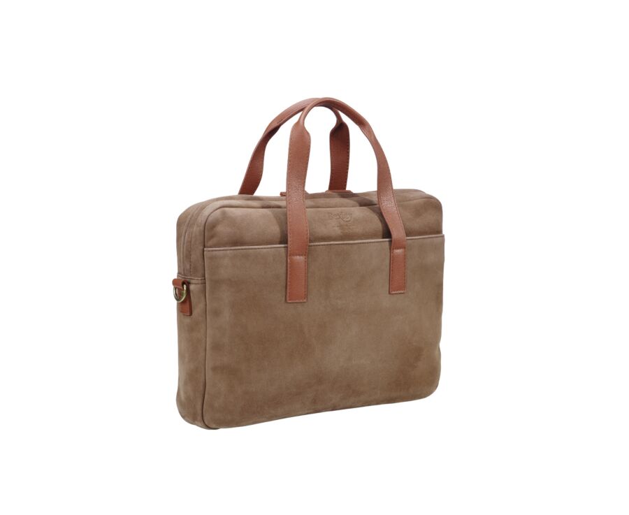 Tobacco velvet Men's leather satchel - HARWINTON
