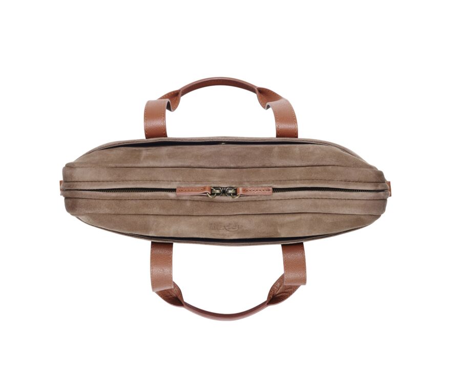 Tobacco velvet Men's leather satchel - HARWINTON