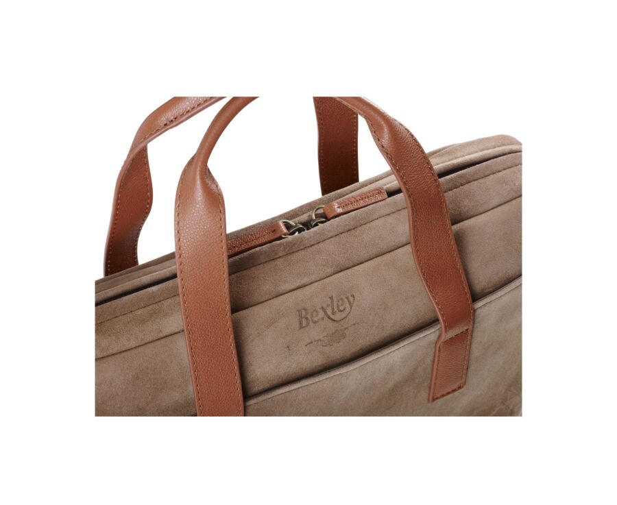 Tobacco velvet Men's leather satchel - HARWINTON