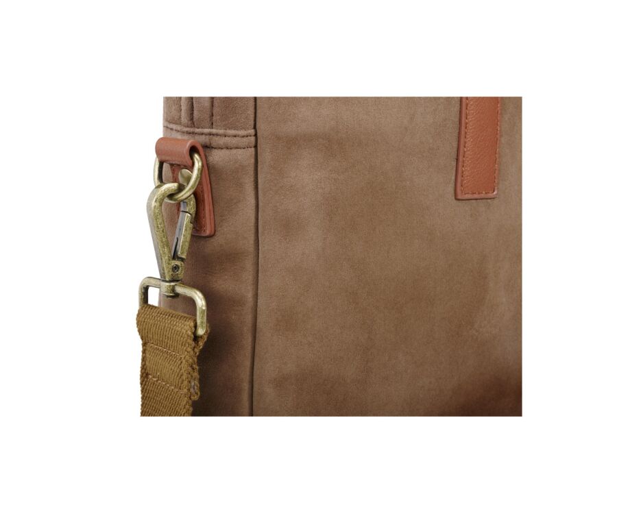 Tobacco velvet Men's leather satchel - HARWINTON