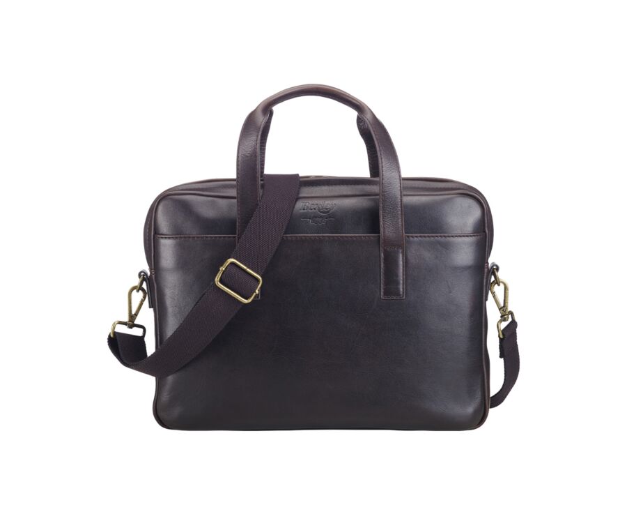 Dark Chocolate Men's leather satchel - HARWINTON