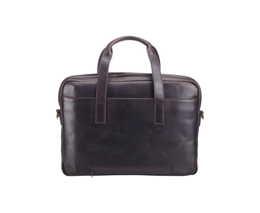 Dark Chocolate Men's leather satchel - HARWINTON