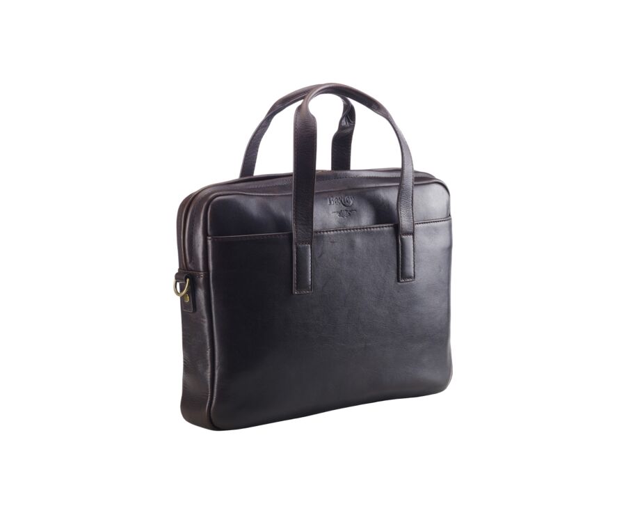 Dark Chocolate Men's leather satchel - HARWINTON