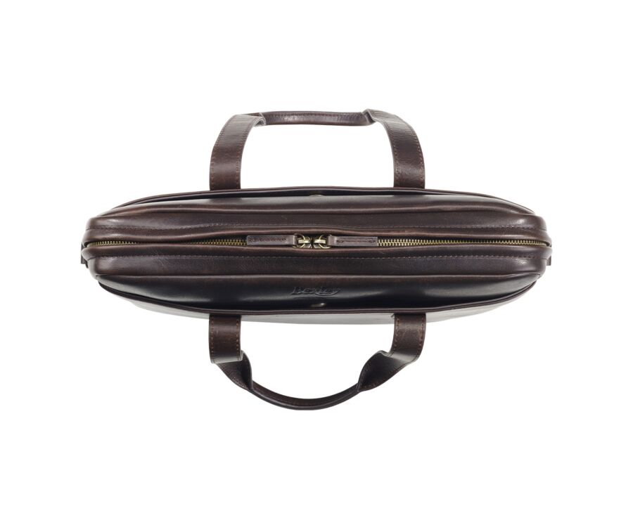 Dark Chocolate Men's leather satchel - HARWINTON
