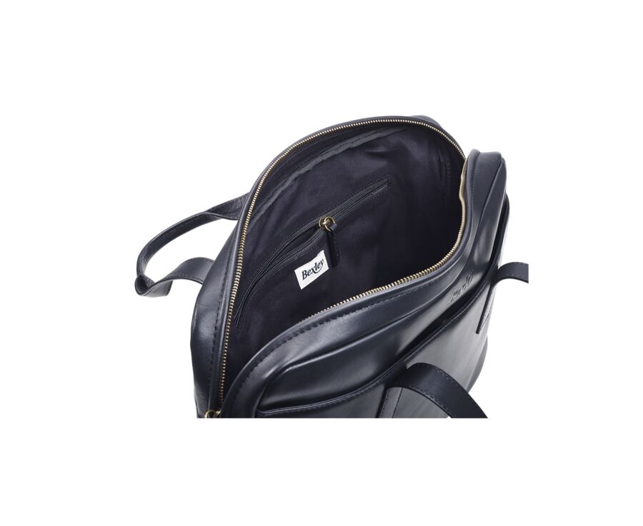 Men's Black Leather Satchel - HARWINTON
