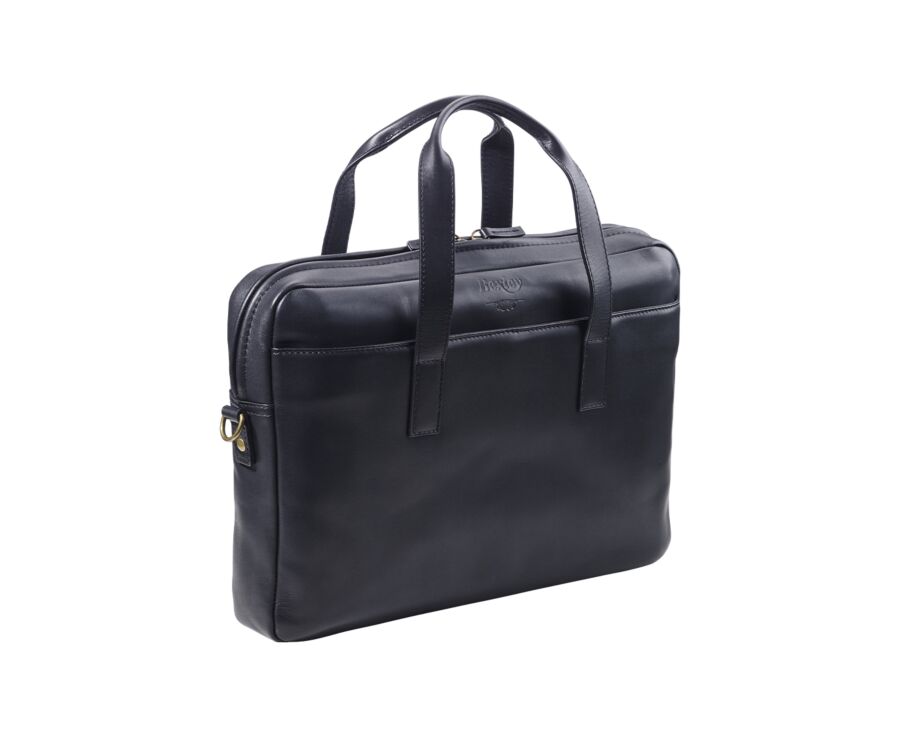 Men's Black Leather Satchel - HARWINTON