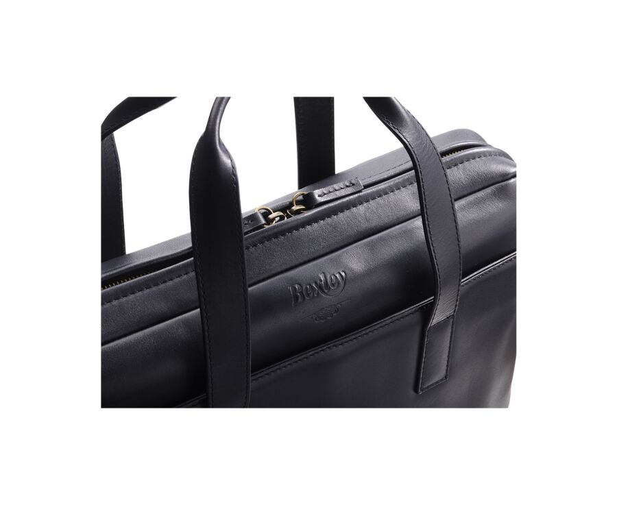 Men's Black Leather Satchel - HARWINTON