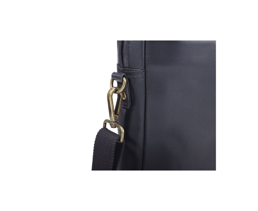 Men's Black Leather Satchel - HARWINTON