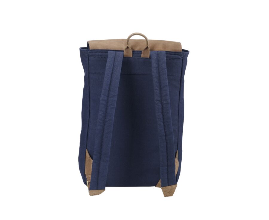 Navy cotton canva and Tobacco goat suede backpack - HUNTINGTON
