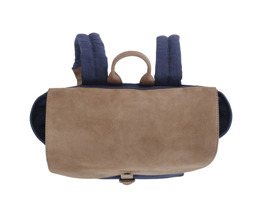 Navy cotton canva and Tobacco goat suede backpack - HUNTINGTON