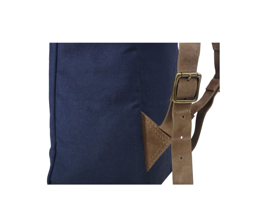 Navy cotton canva and Tobacco goat suede backpack - HUNTINGTON