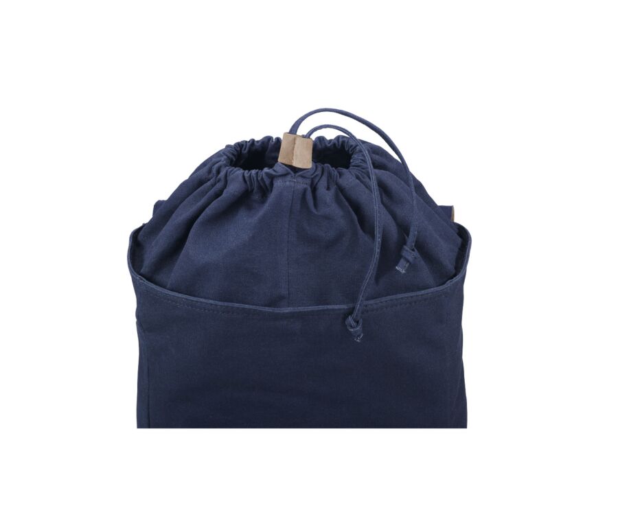 Navy cotton canva and Tobacco goat suede backpack - HUNTINGTON