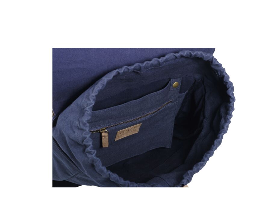 Navy cotton canva and Tobacco goat suede backpack - HUNTINGTON