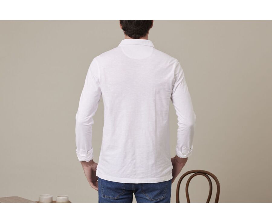 White Men's long sleeve polo shirt - AIDEN ML