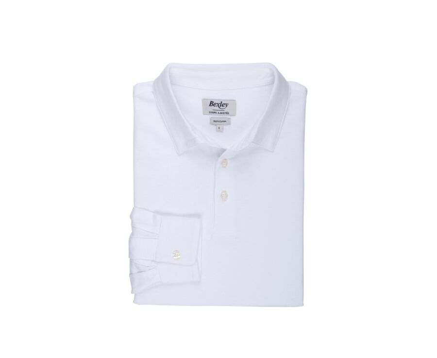 White Men's long sleeve polo shirt - AIDEN ML