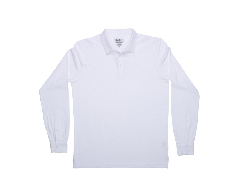 White Men's long sleeve polo shirt - AIDEN ML