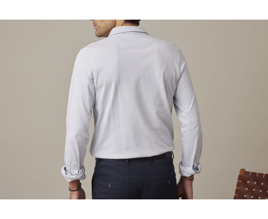 Light Blue Men's long sleeve polo shirt - AIDEN ML