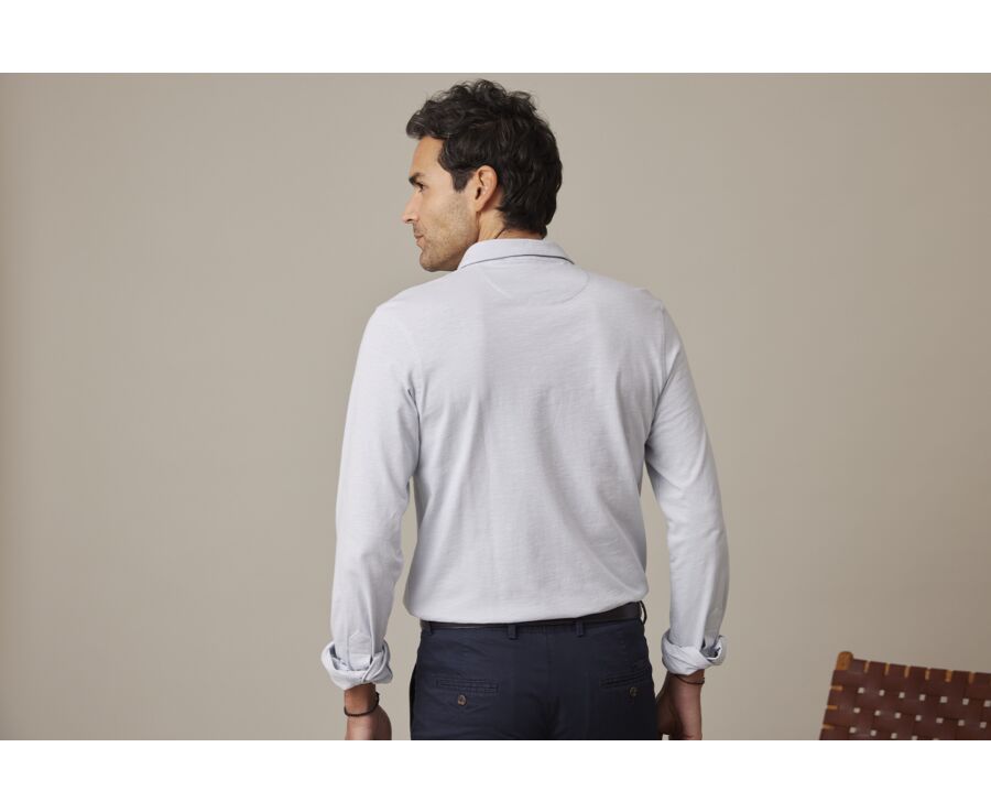 Light Blue Men's long sleeve polo shirt - AIDEN ML