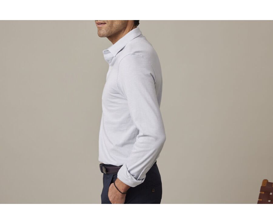 Light Blue Men's long sleeve polo shirt - AIDEN ML