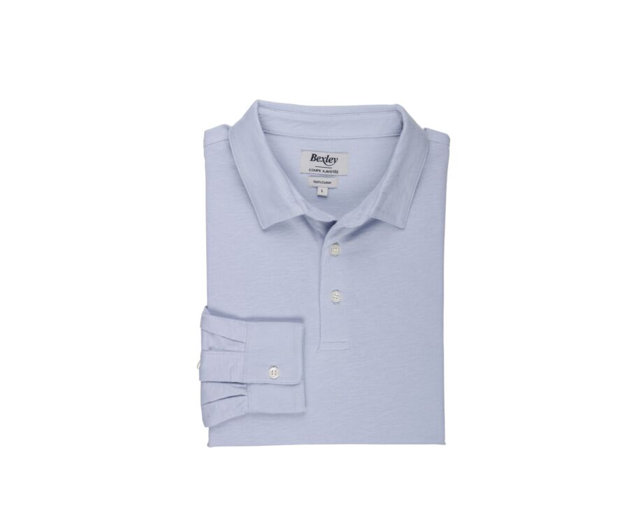 Light Blue Men's long sleeve polo shirt - AIDEN ML