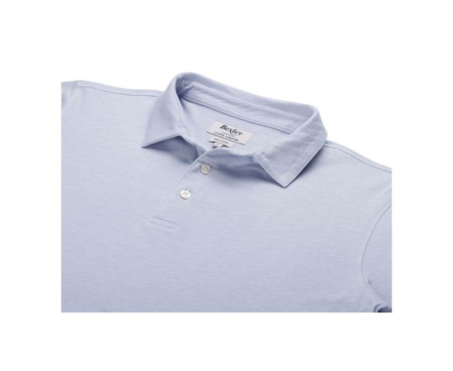 Light Blue Men's long sleeve polo shirt - AIDEN ML