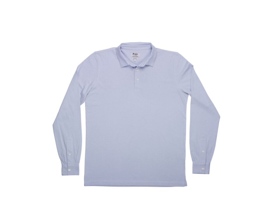 Light Blue Men's long sleeve polo shirt - AIDEN ML