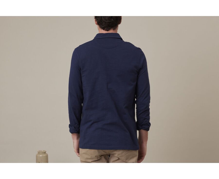 Navy Men's long sleeve polo shirt - AIDEN ML